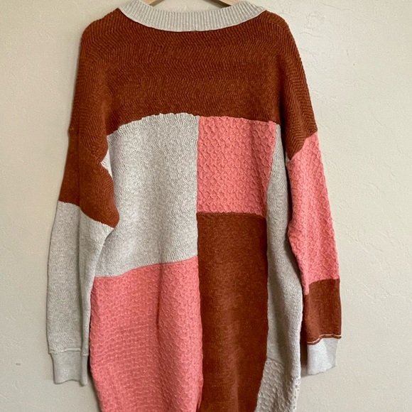 Free People Colorblock Knit Romper - Pink, Cream, and Brown - Picture 11 of 12